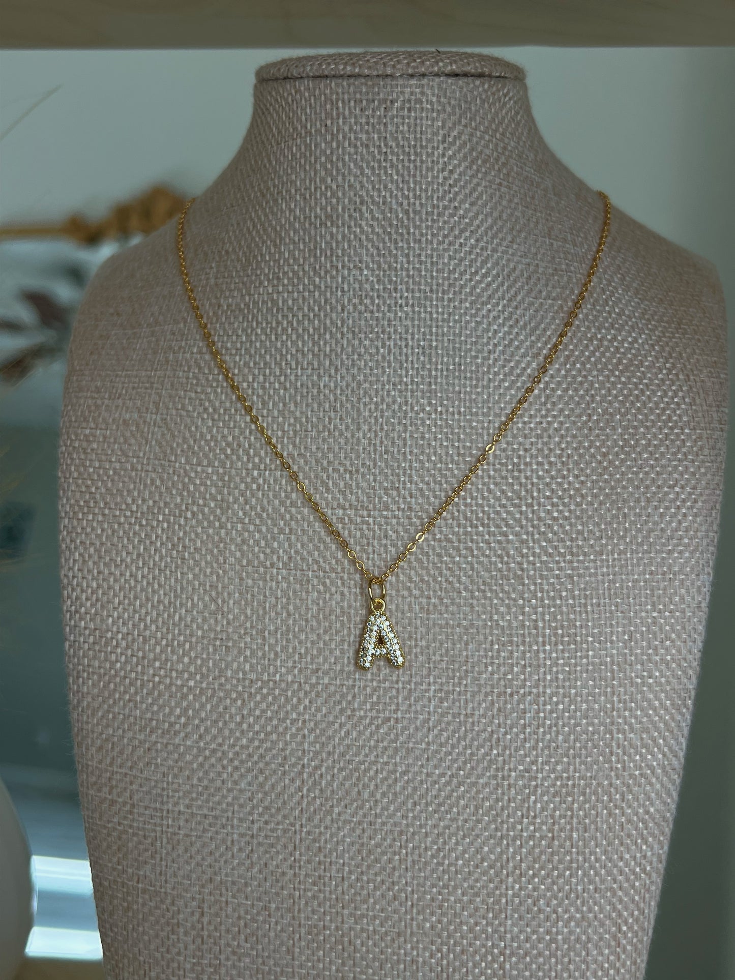 Bubble CZ Initial Necklace