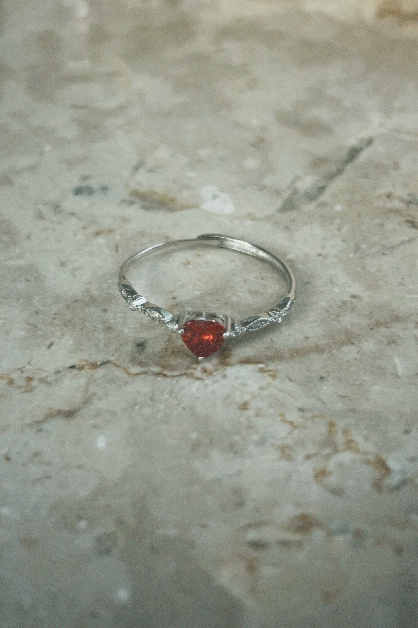 Silver Red Ruby Ring