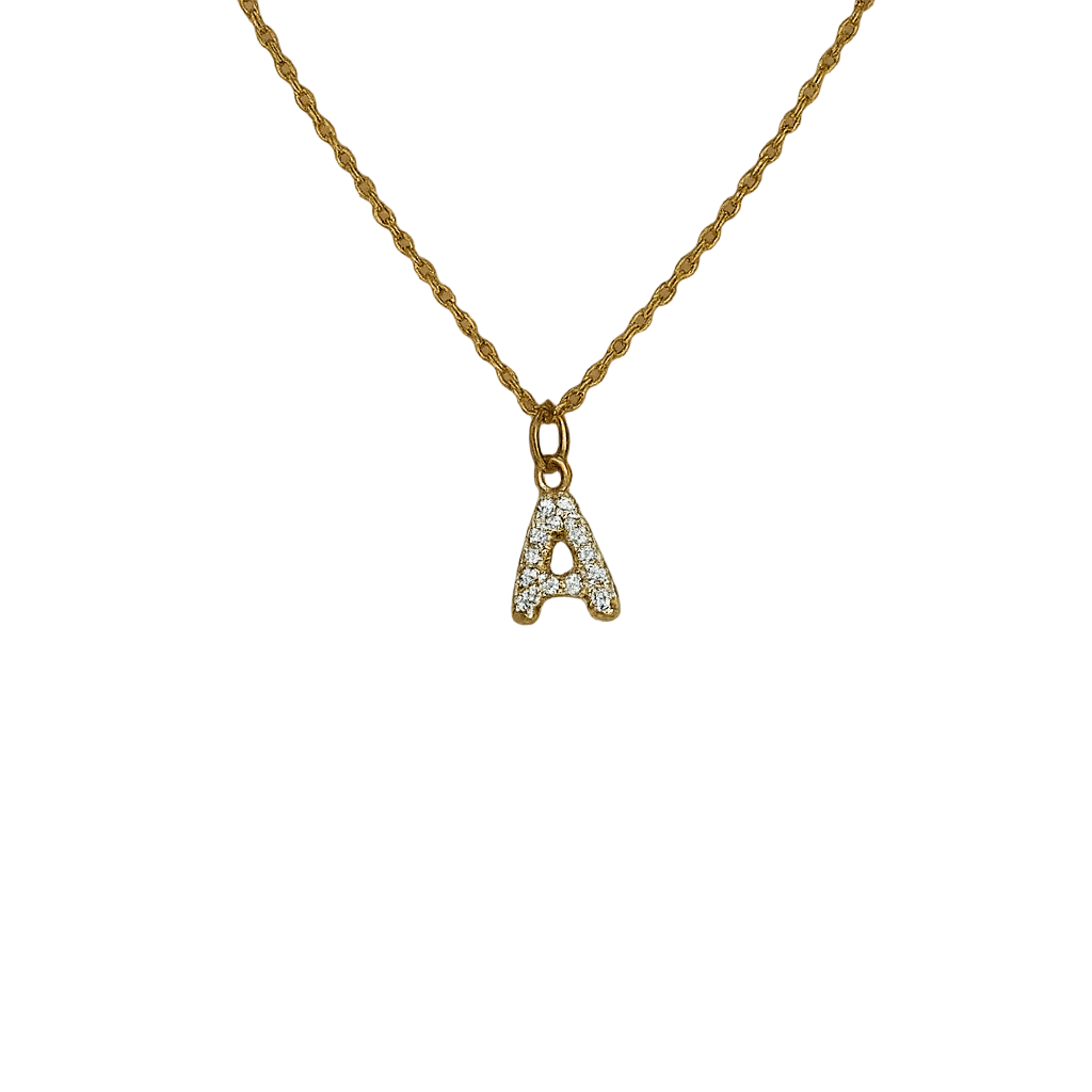 Bubble CZ Initial Necklace