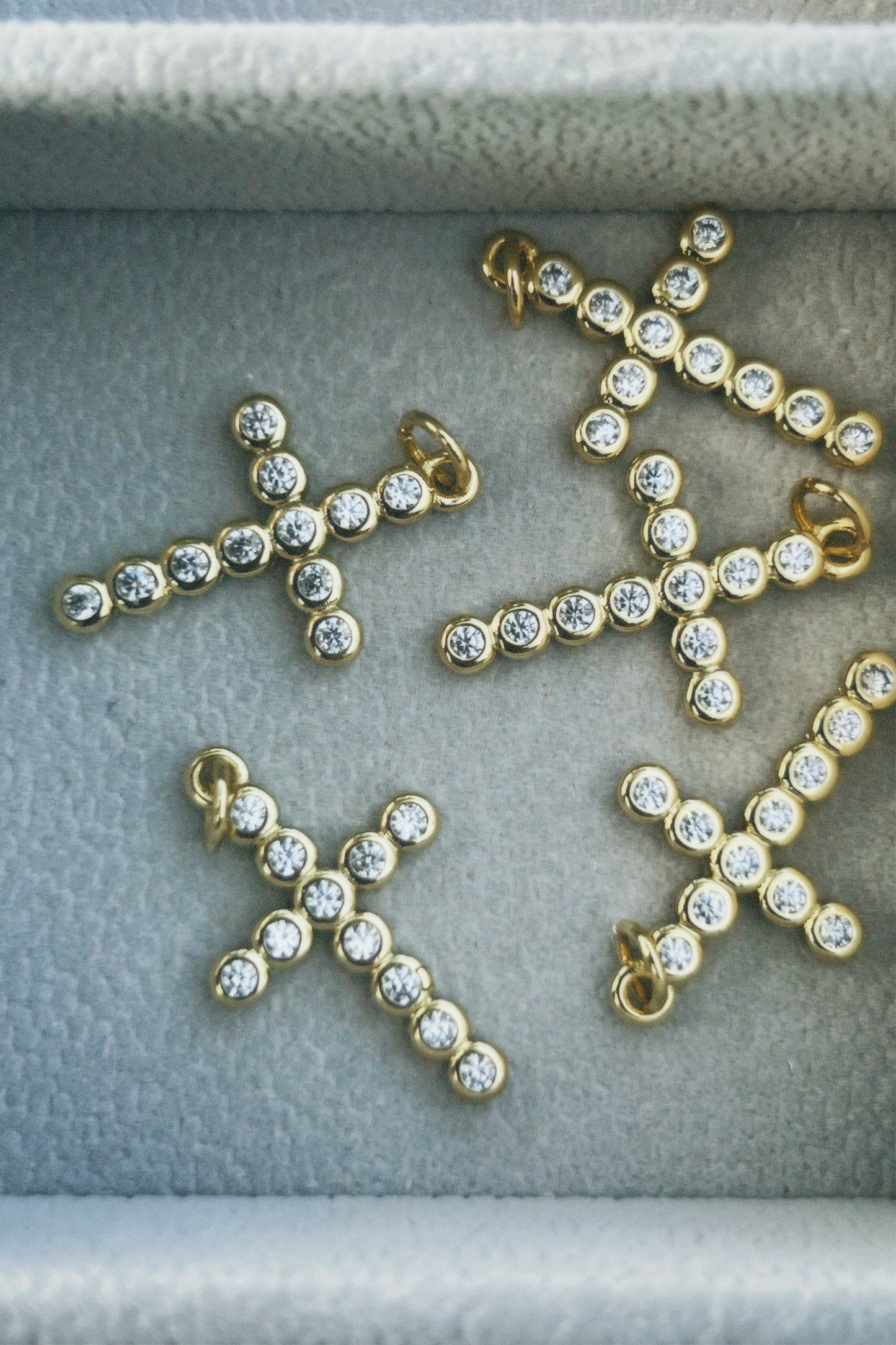 Gold Holy Cross Cz Charm