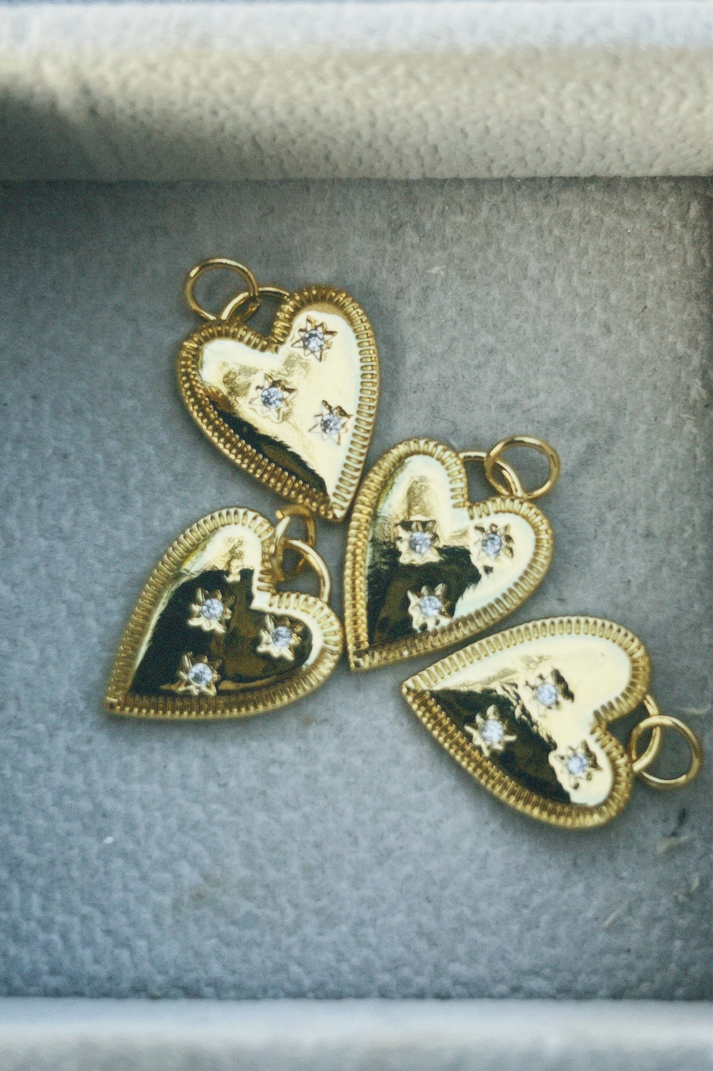 White Star Heart Charm
