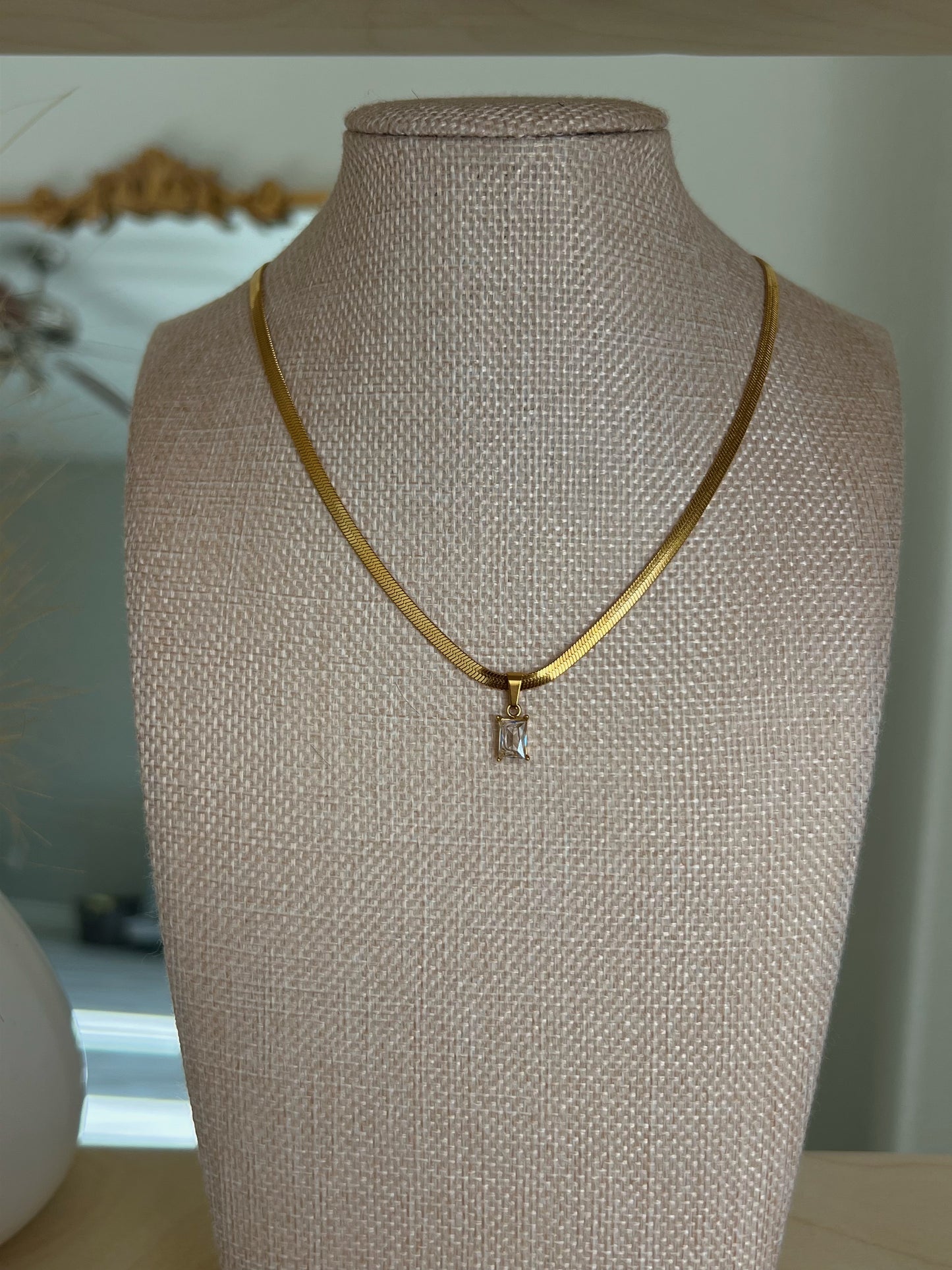 Gem Herringbone Necklace