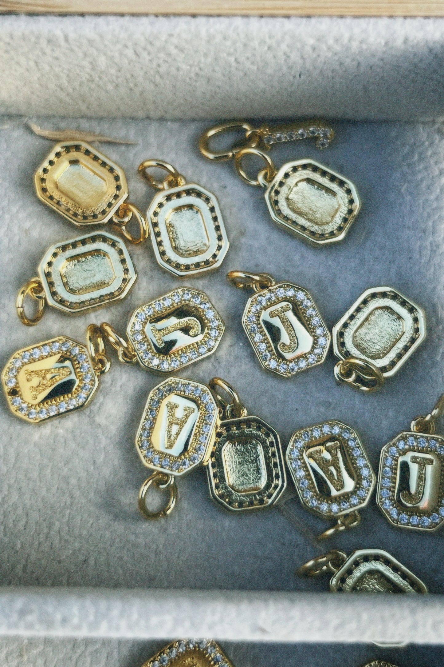 Gold Mini Initial Cz Charm