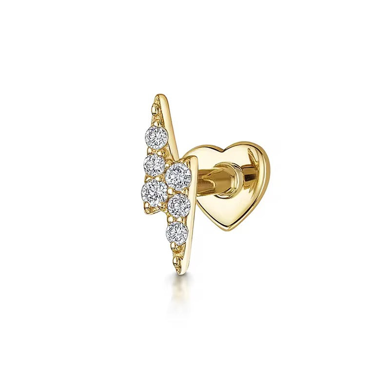 Gold Lightning Bulb Studs