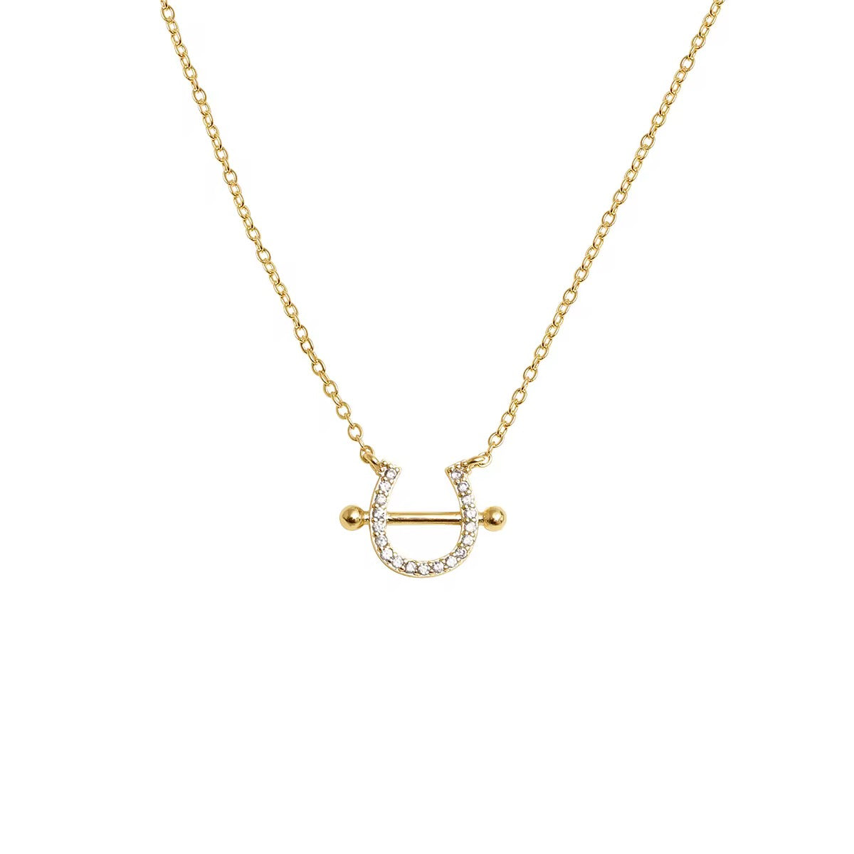 Gold Lucky Horse Shoe Necklace
