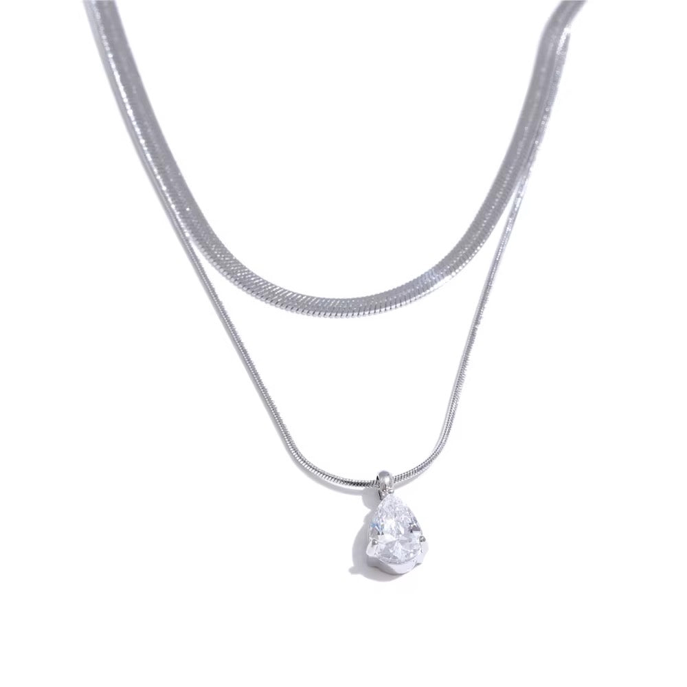 Silver Layering Gem Necklace