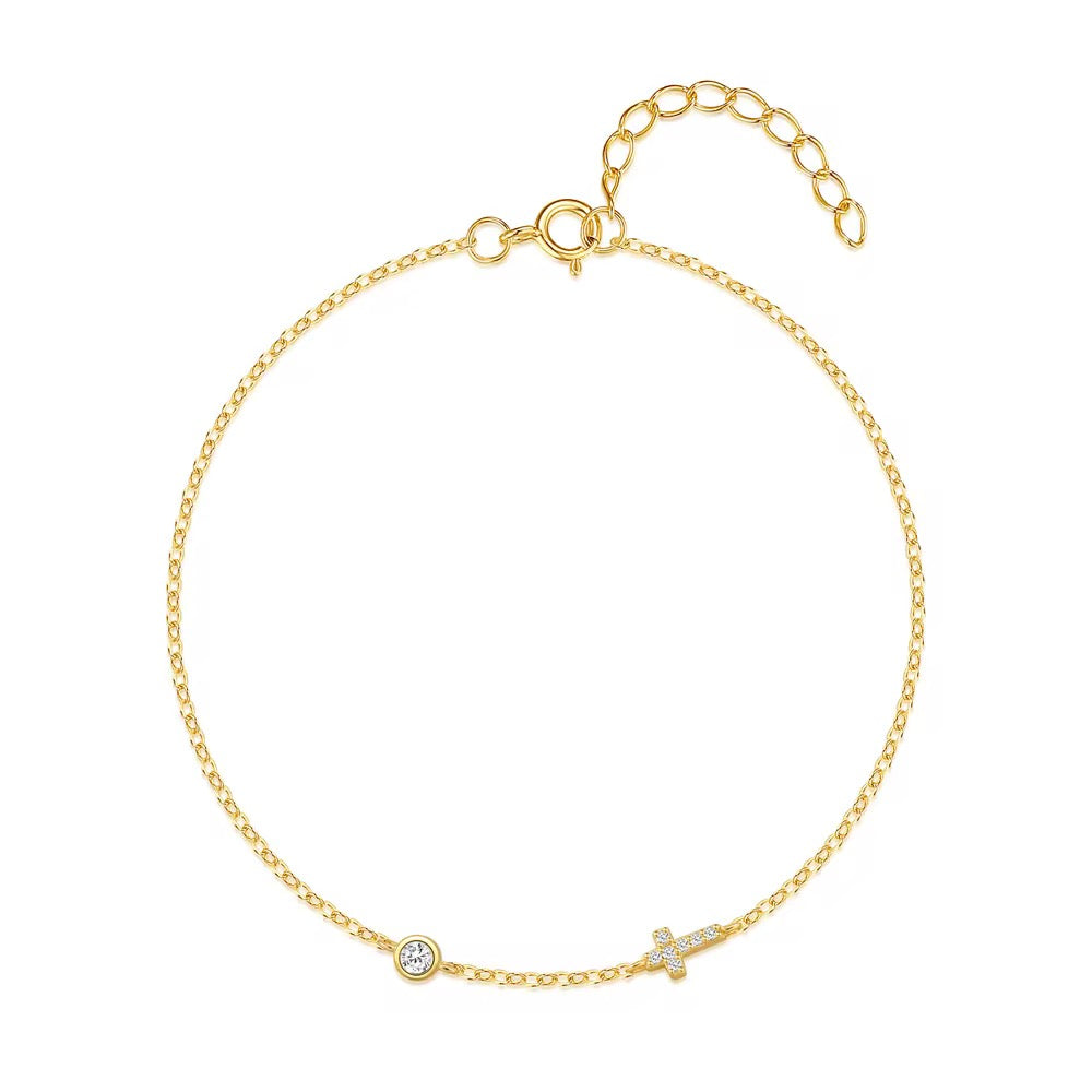Dainty Cross Gem Bracelet