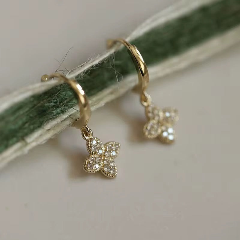 Flower Cz Hoop Earrings