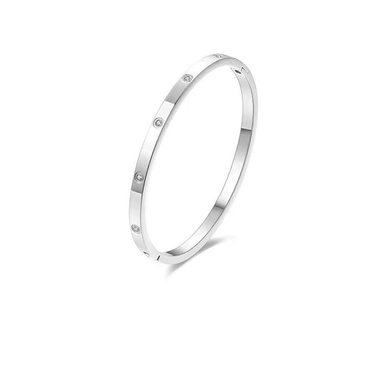 Dainty Silver Cz Bangle