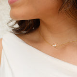 Gold Cross Bar Necklace