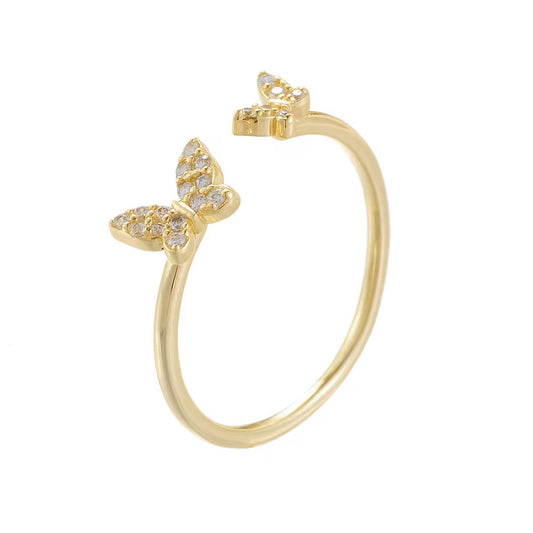 Butterfly CZ Adjustable Ring