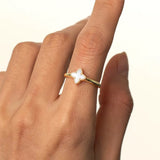 Gold Pearl Star Ring