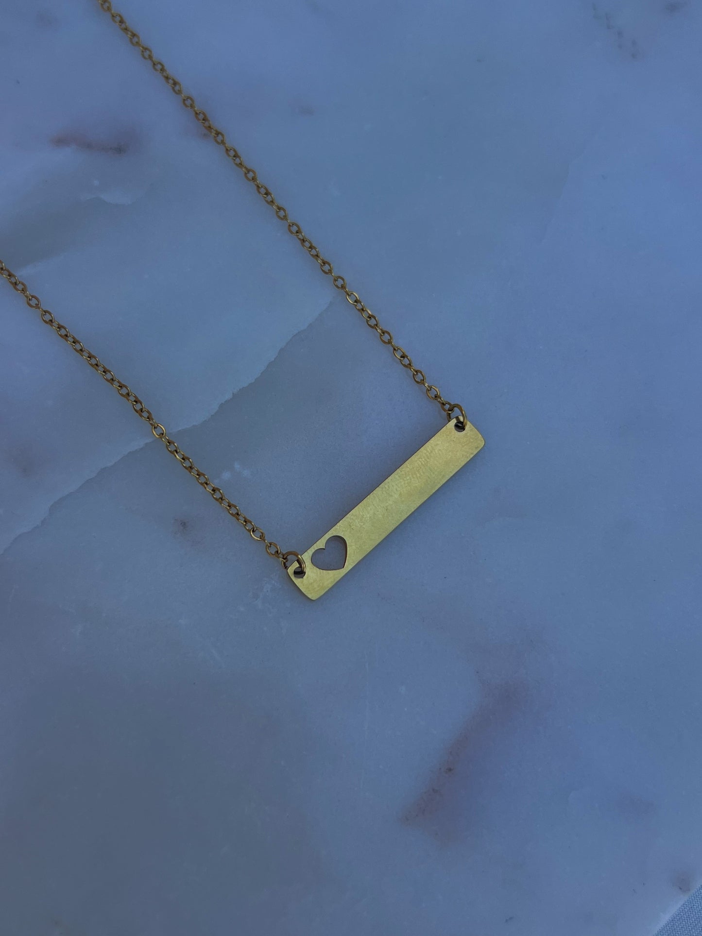 Gold Heart Bar Necklace