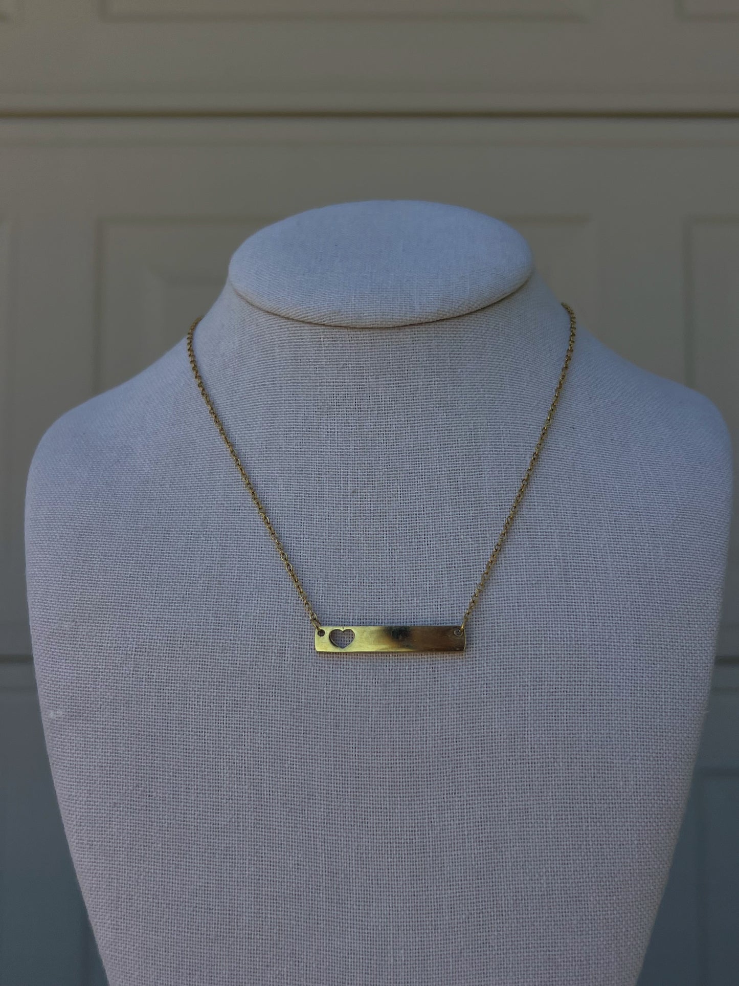 Gold Heart Bar Necklace