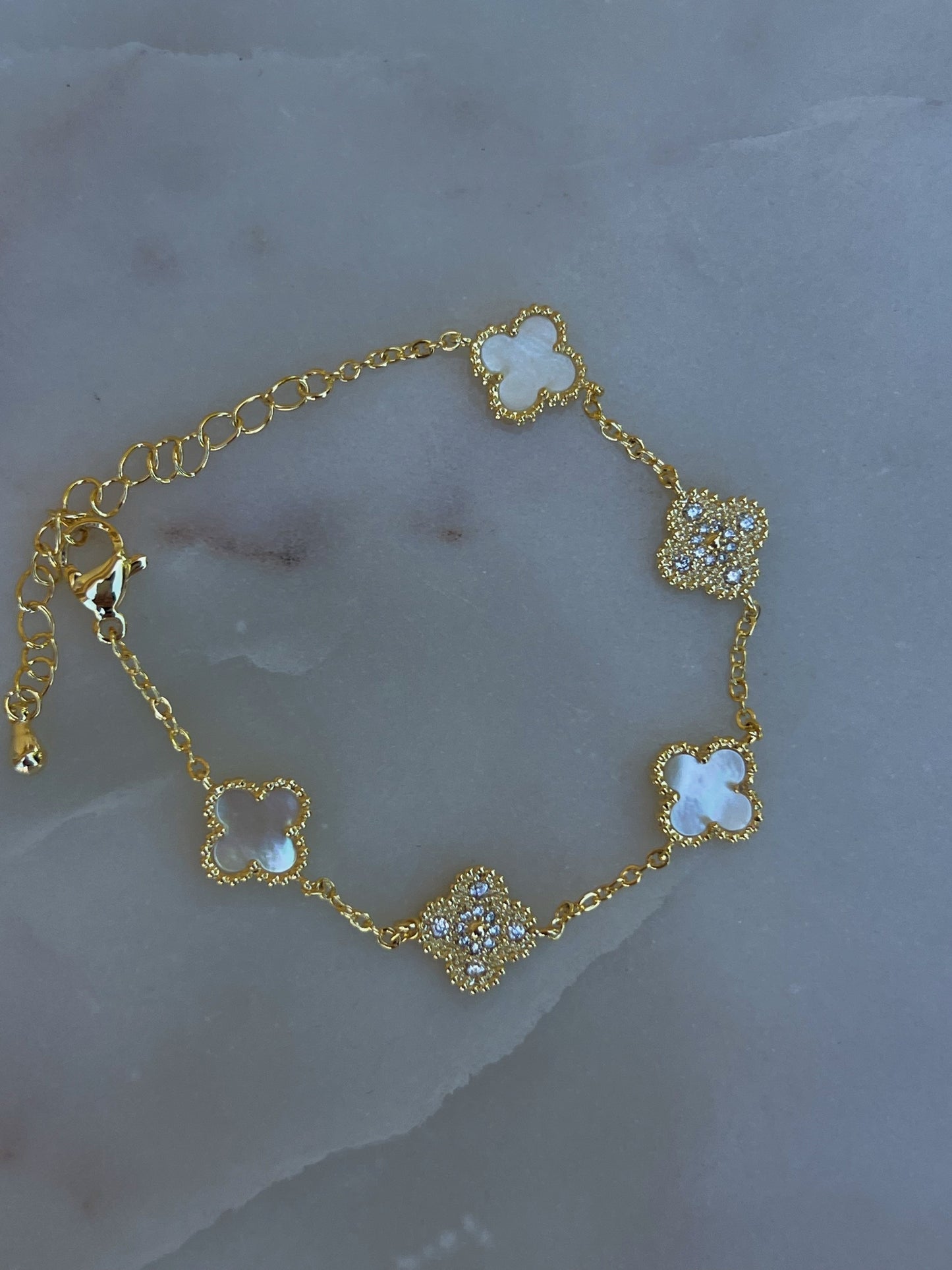 Gold & White Flower Bracelet