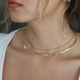 Gold CZ Flower Stone Necklace