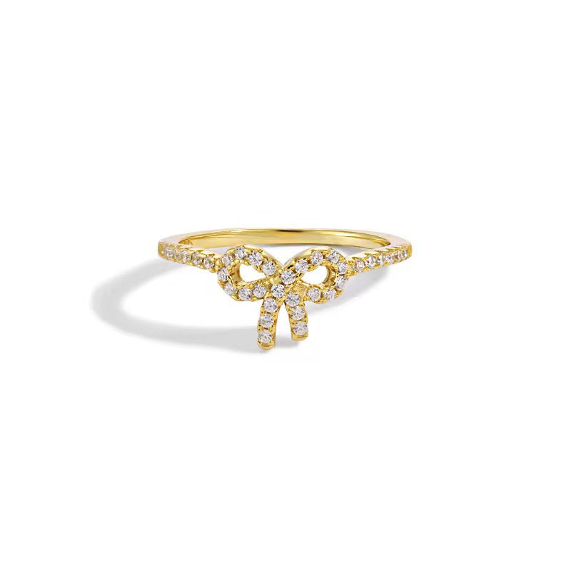 Gold Cz Bow Ring