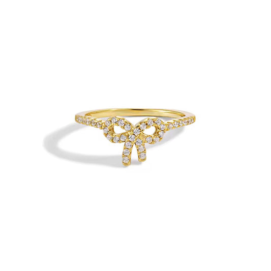 Gold Cz Bow Ring