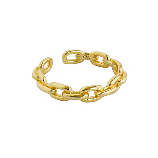 Gold Link Chain Adjustable Ring