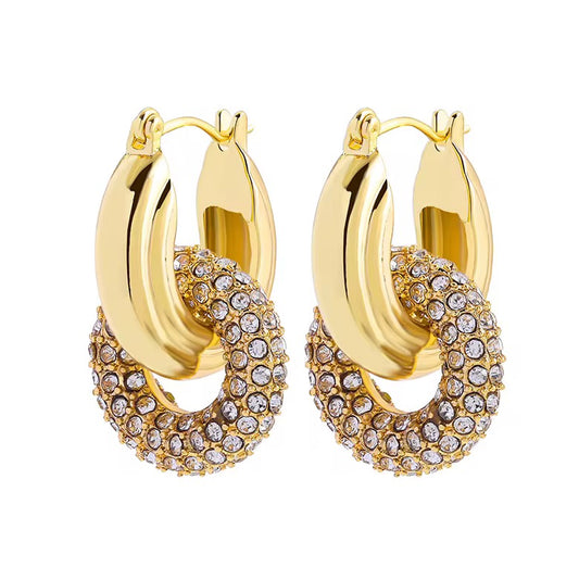 Gold Cz Double Hoop