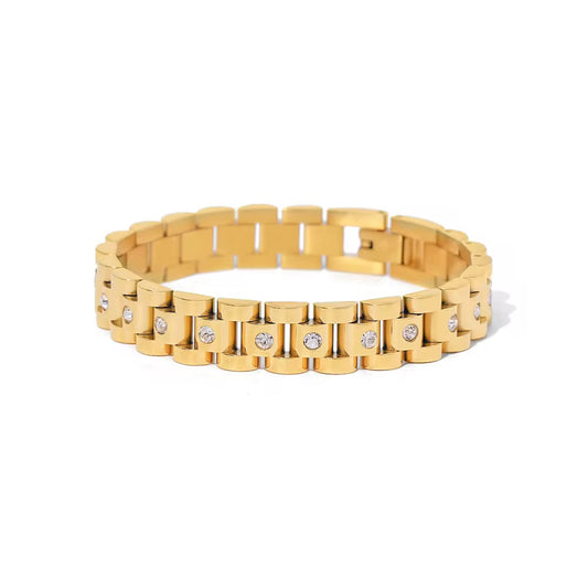 Gold Cz Stone Watch Bracelet