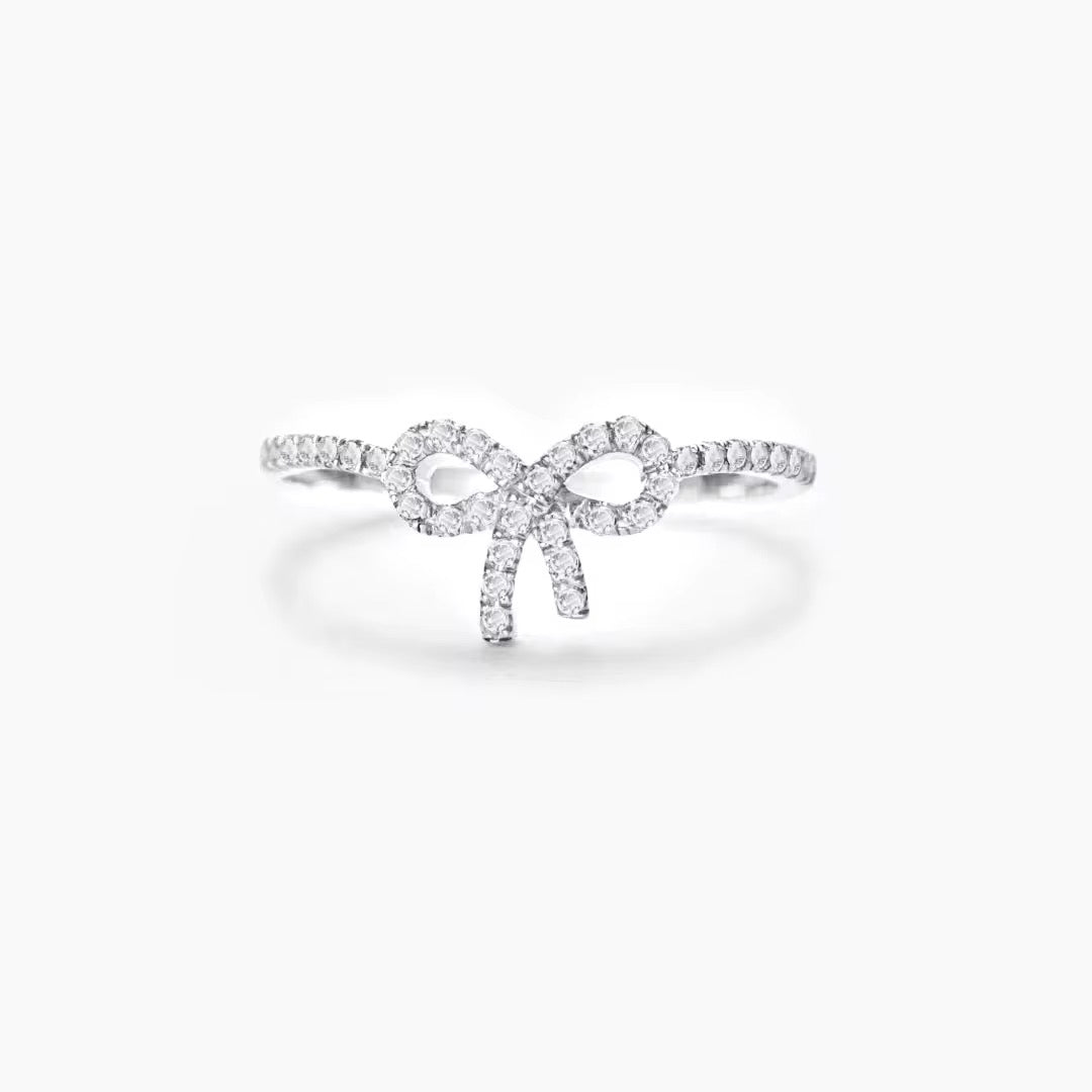 Silver Cz Bow Ring