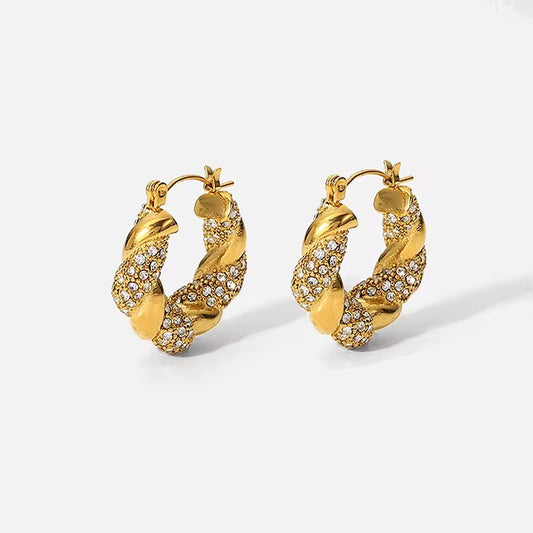 Gold Cz Croissant Hoops