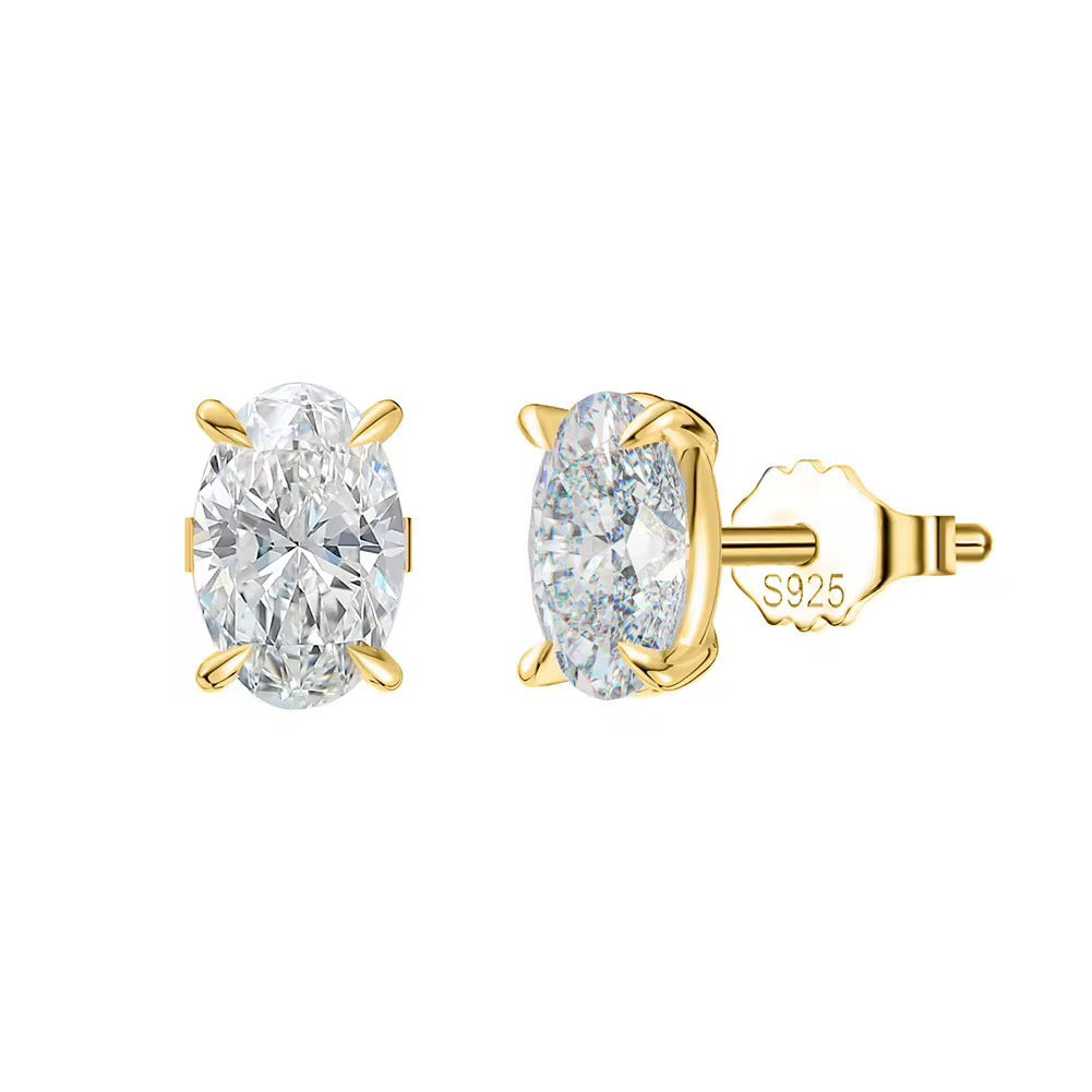 Gold Cz Oval Studs