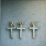 Gold Mini Cz Cross Charm