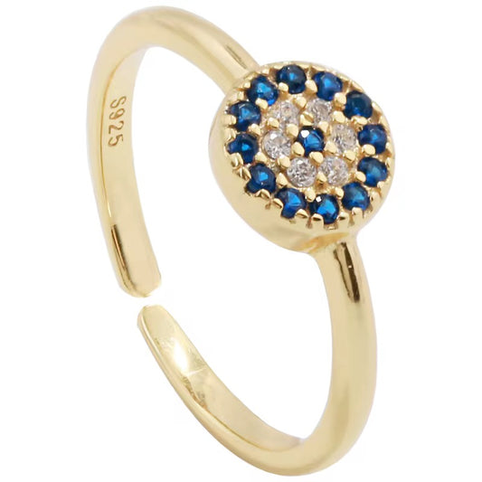 Blue Evil Eye Ring Adjustable