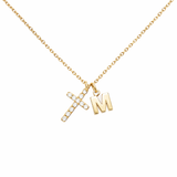 Gold Cross Initial Necklace