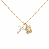 Gold Cross Initial Necklace