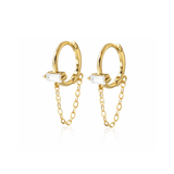Gold Chain Baguette Hoops