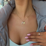 Gold Cross Initial Necklace