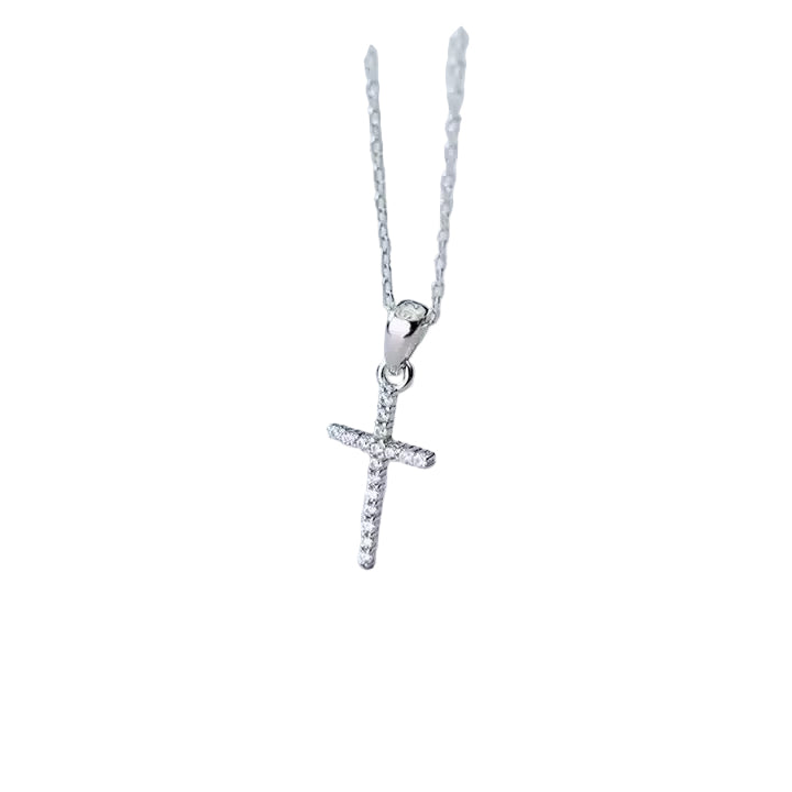 Silver Cz Cross Necklace