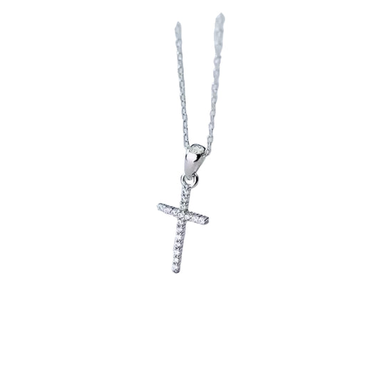 Silver Cz Cross Necklace
