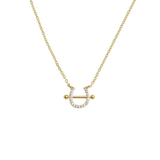 Gold Lucky Horse Shoe Necklace