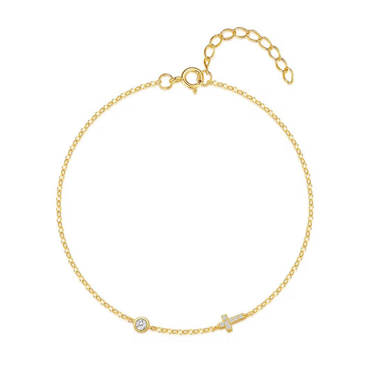 Dainty Cross Gem Bracelet