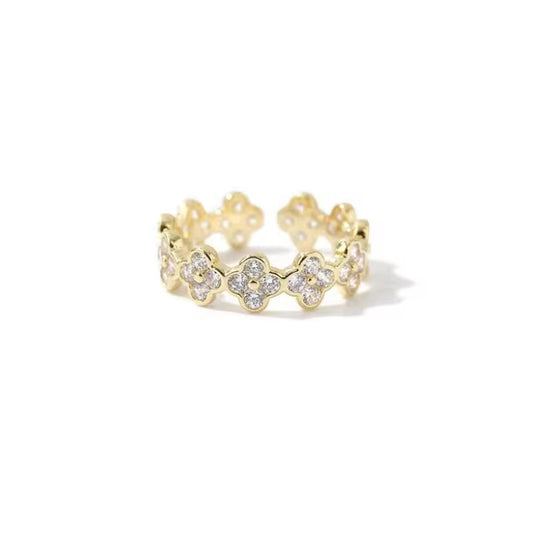 Gold Cz Adjustable Ring