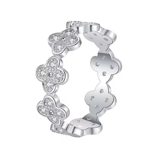 Silver CZ Adjustable Ring