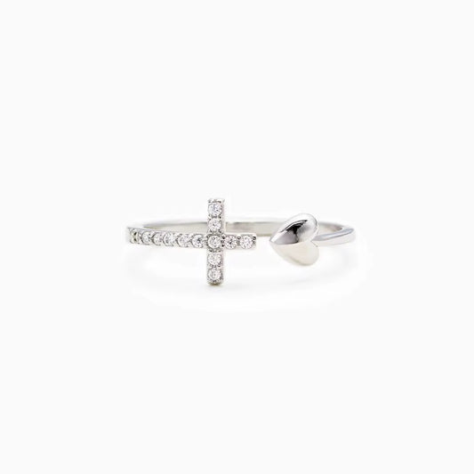 Silver Cross Adjustable Ring